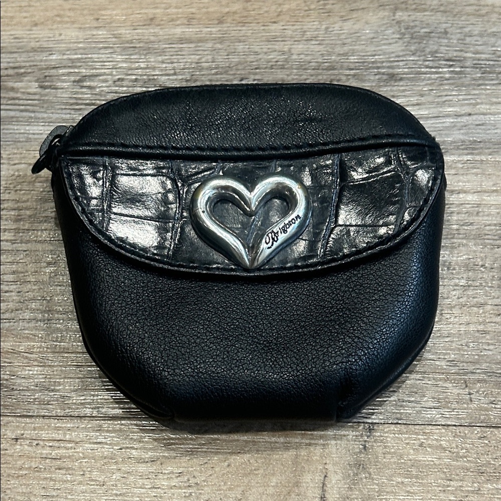 Brighton Black Leather Coin Purse with Heart